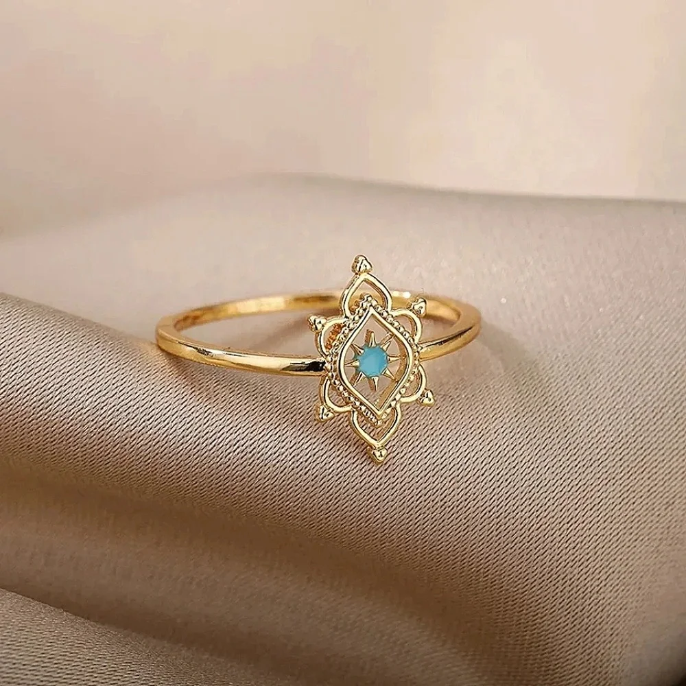 NEW Gold Filigree Opal Gemstone‎ Ring | 10k Gold Vermeil Sz 7